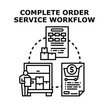 Order service workflow completing distribution process Stock Illustration