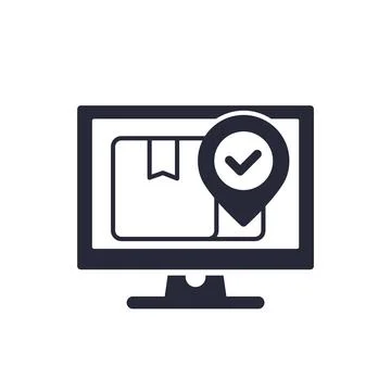 Order shipping icon with a computer Stock Illustration