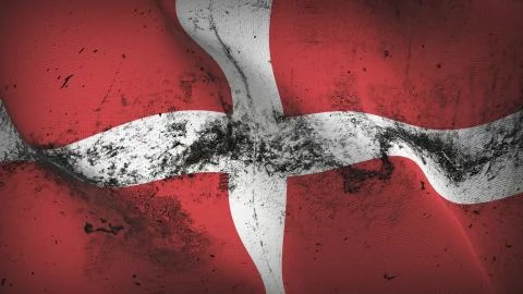 Order of St John grunge dirty flag waving on wind. Stock Illustration