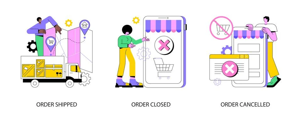 Order status abstract concept vector illustrations. Stock Illustration