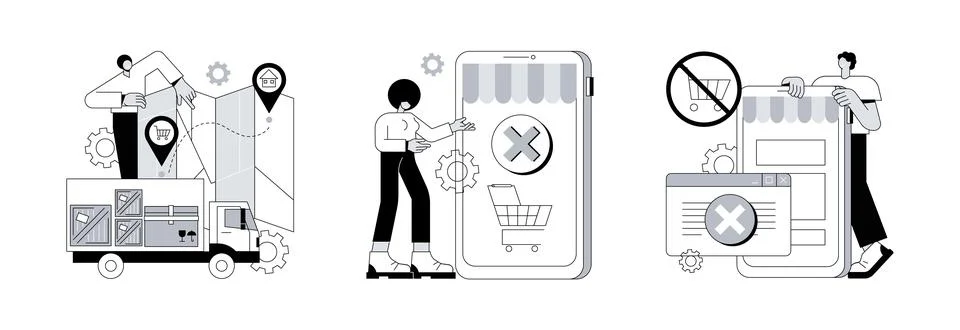 Order status abstract concept vector illustrations. Illustrazione stock