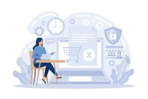 Order status. Order shipped, closed or cancelled, e-commerce online store, .. Stock Illustration