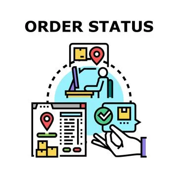 Order status tracking delivery logistics e commerce process イラスト素材