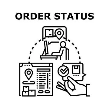 Order status tracking delivery logistics e commerce process Stock Illustration