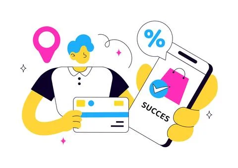 Order Successful Vector Illustration Featuring Online Shopping Confirmation.. Stock Illustration
