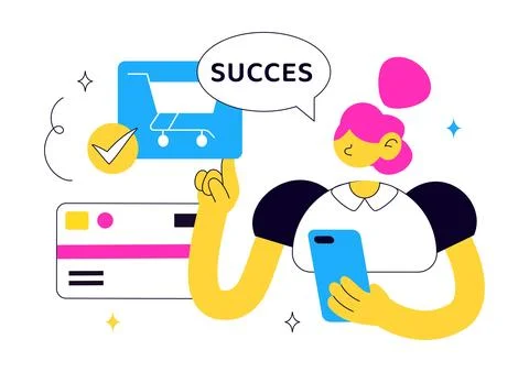 Order Successful Vector Illustration Featuring Online Shopping Confirmation.. Stock Illustration