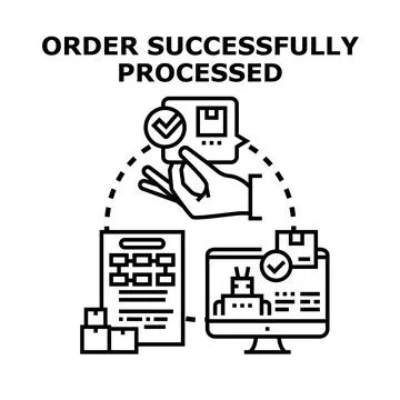 Order successfully processing digital commerce management system Stock Illustration