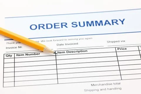 Order summary form Stock Photos