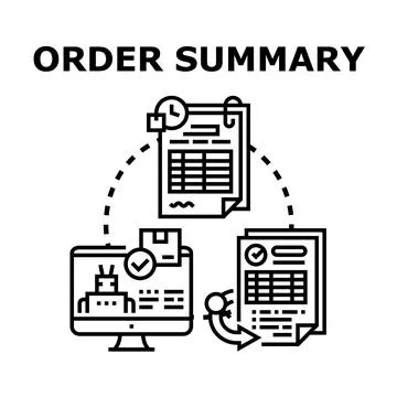 Order summary tracking and logistics management process Stock Illustration