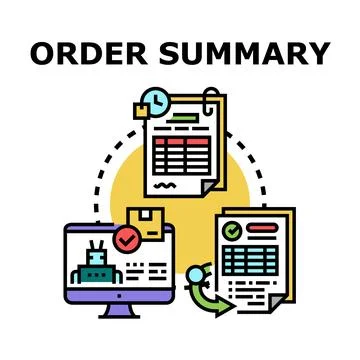 Order summary tracking and logistics management process Stock Illustration