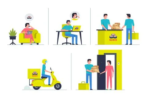 Order Sushi online Stock Illustration