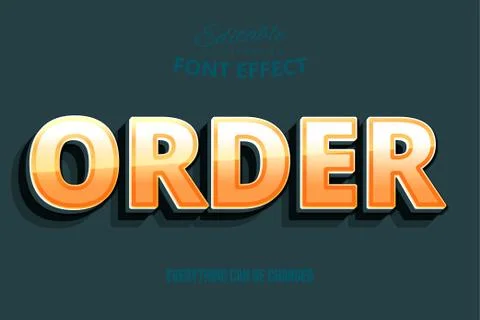 Order text, 3d yellow and orange editable font effect Stock Illustration