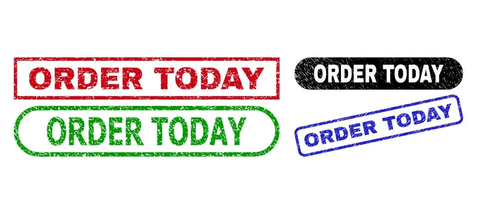 ORDER TODAY Rectangle Seals Using Unclean Style Stock Illustration