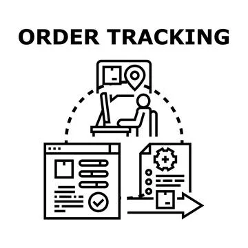 Order tracking delivering online purchase concept Stock Illustration