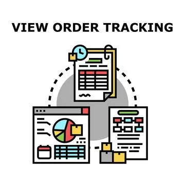 Order tracking logistics data analysis and delivery management Stock Illustration