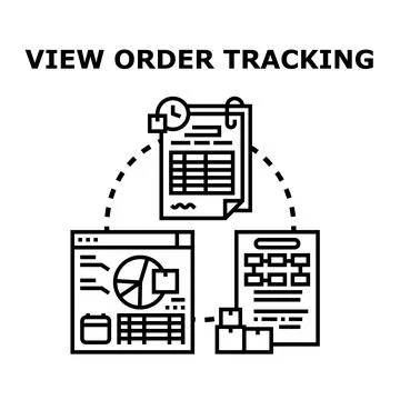 Order tracking logistics data analysis and delivery management Stock Illustration