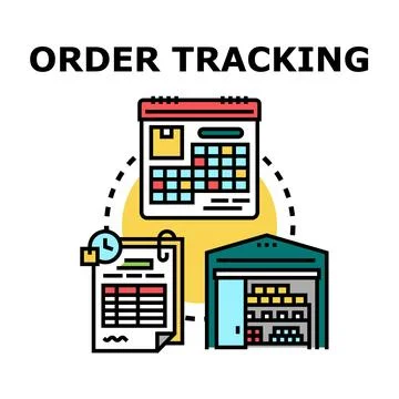 Order tracking system process delivery logistics concept Ilustração Stock