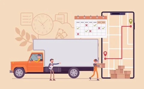 Order tracking system on smartphone screen Stock Illustration