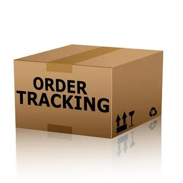 Order tracking text over cardboard box Stock Illustration