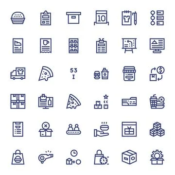 Order Vector Icon Arsenal with 36 128x128 Bold Line Pixel Optimized designs Stock Illustration