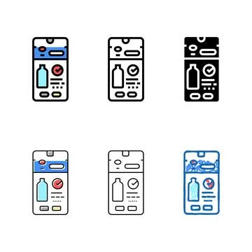 Order water online smartphone application color icon vector styleset Stock Illustration