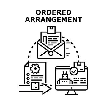 Ordered arrangement processing delivery system concept Stock Illustration