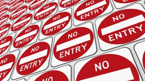 Ordered Array of No Entry Signs Traffic Signs Illustrazione stock