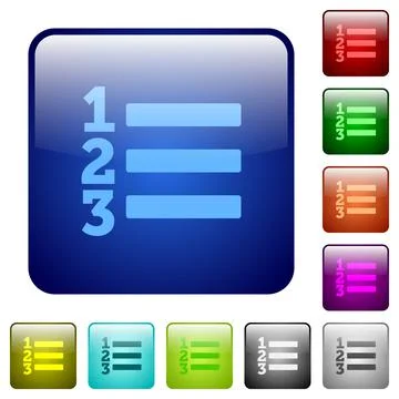 Ordered list color square buttons Illustrazione stock
