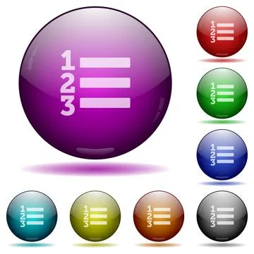 Ordered list glass sphere buttons Illustrazione stock