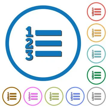 Ordered list icons with shadows and outlines Stock Illustration