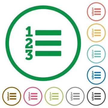 Ordered list outlined flat icons Stock Illustration