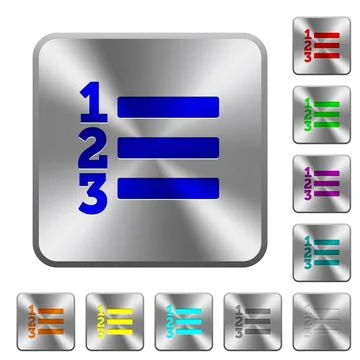 Ordered list rounded square steel buttons Stock Illustration