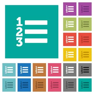 Ordered list square flat multi colored icons Stock Illustration