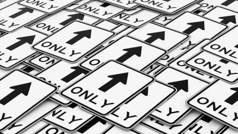 Ordered Pile of Forward Only Traffic Signs Illustrazione stock
