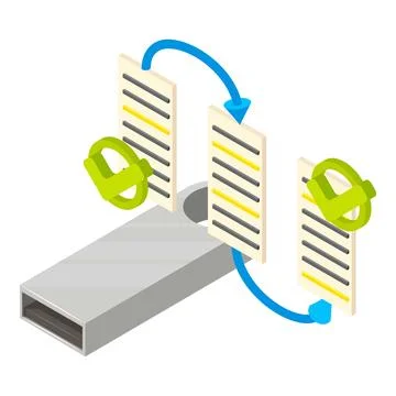 Ordered record icon isometric vector. Web page transition arrow green checkmark Stock Illustration