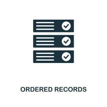 Ordered Records icon. Monochrome style design from crypto currency icon 库存插图