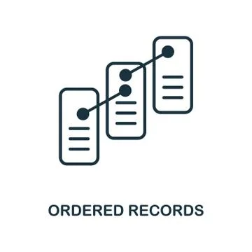 Ordered Records icon. Monochrome style design from blockchain icon collection Illustrazione stock