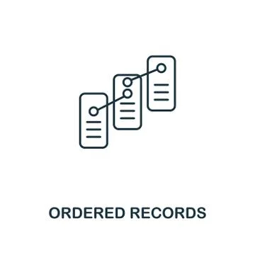 Ordered Records outline icon. Thin line style design from blockchain icons Stock Illustration