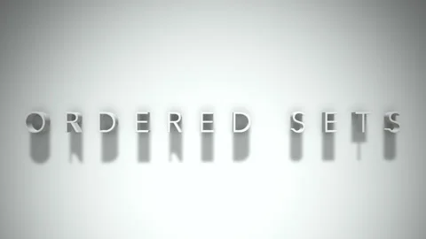Ordered sets 3D title animation white text on a white background Stock Footage 299746960