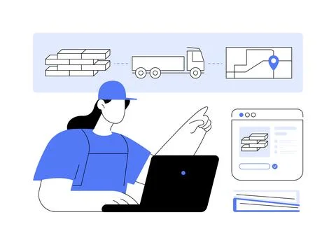 Ordering building materials abstract concept vector illustration. Ilustración de archivo