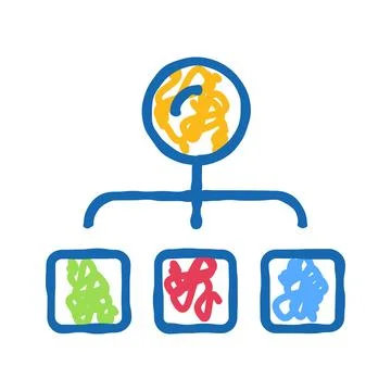 Ordering complex chaos into distinct organized categories Ilustración de archivo