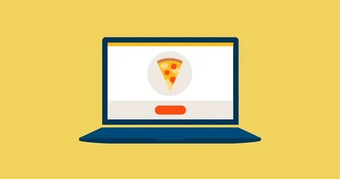 Ordering food online using a laptop Stock Footage 118091212