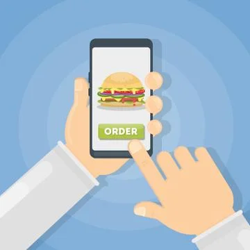 Ordering hamburger through phone. Stock-Illustration