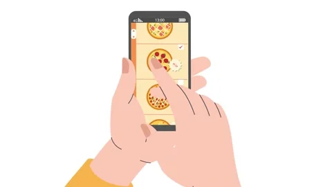 Ordering pizza using online delivery. Restaurant business concept. Video stock 171513302
