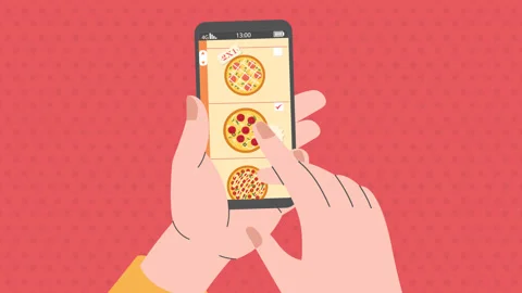 Ordering pizza using online delivery. Restaurant business concept. Stock Footage 171520113