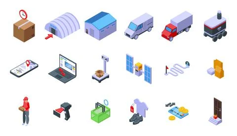 Ordering process icons set, isometric style Illustrazione stock
