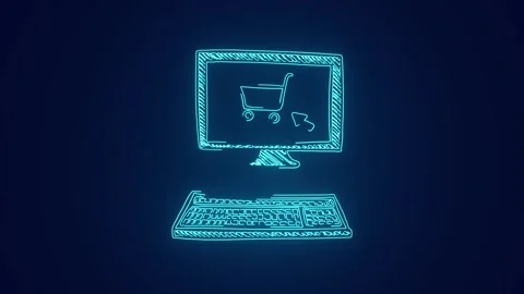 Ordering products from online ecommerce store with computer animation Stock Footage 241162870
