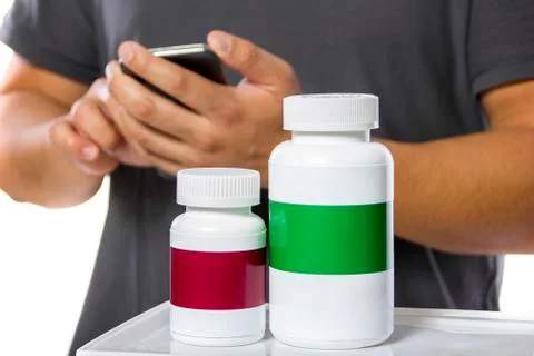 Ordering Supplements at an Online Pharmacy Stock Photos