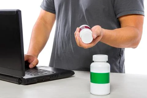 Ordering Supplements at an Online Pharmacy Stock Photos