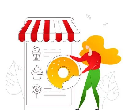 Ordering sweets online - modern flat design style colorful illustration Stock Illustration
